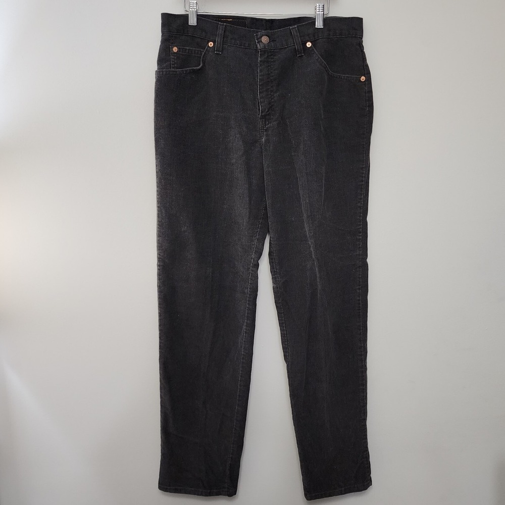 Vintage 90s Levis 941 Classic Fit Straight Leg Corduroy Pants Black Women 14